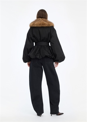 Donatella short fake fur collar jakke Black ROTATE